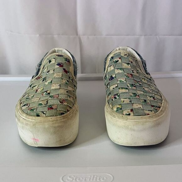 Vans Slip-On Shoes with Denim & Floral Checkerboard Pattern women’s 5.5 unique - Picture 4 of 11